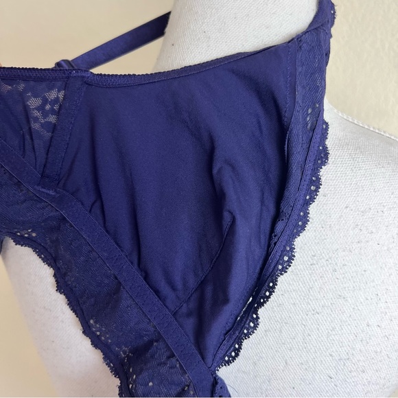 Wacoal Eggplant Purple Halo Lace Soft Cup Hook & Eye Bra Wireless Bralette - Picture 5 of 10
